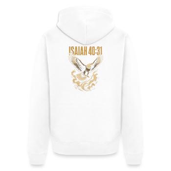 Jesaja 40 31 aufsteigender Adler Bibelvers - Unisex Premium Bio Zip Hoodie - Weiß - Hinten - Thijin (182cm)