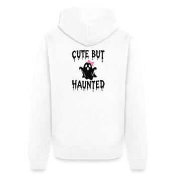 Niedlicher, aber gequälter Geist Coquette Spooky Herbst - Unisex Premium Bio Zip Hoodie - Weiß - Hinten - Thijin (182cm)