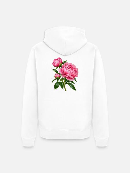 Rosa Pfingstrosenblütenstrauß - Unisex Premium Bio Zip Hoodie - Weiß