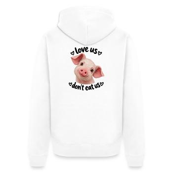 Werde vegan und rette die Tiere - Unisex Premium Bio Zip Hoodie - Weiß - Hinten - Thijin (182cm)