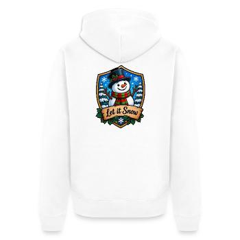Let it Snow Schneemann Shield - Unisex Premium Bio Zip Hoodie - Weiß - Hinten - Thijin (182cm)
