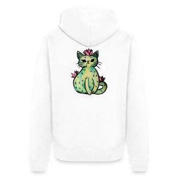 Pastell-Blumenkatzen-Skizze - Unisex Premium Bio Zip Hoodie - Weiß - Hinten - Thijin (182cm)