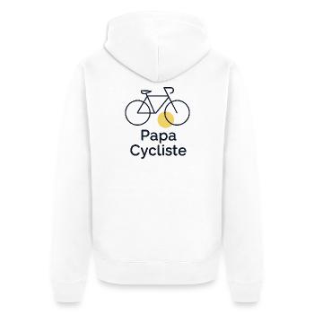 Fahrrad fahrender Vater - Unisex Premium Bio Zip Hoodie - Weiß - Hinten - Thijin (182cm)