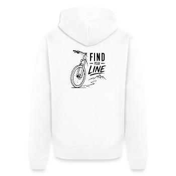 Find your line Mountain Bike - Unisex Premium Organic Zip Hoodie - white - Back - Thijin (182cm)
