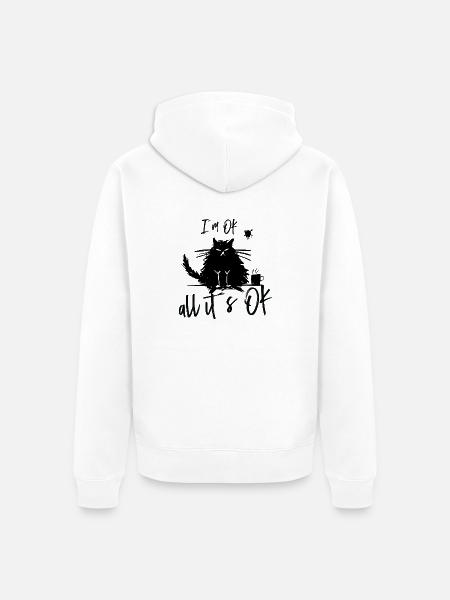 Cat funny funny - Unisex Premium Organic Zip Hoodie - white