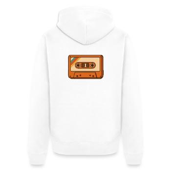 Retro Kassette  - Unisex Premium Bio Zip Hoodie - Weiß - Hinten - Thijin (182cm)