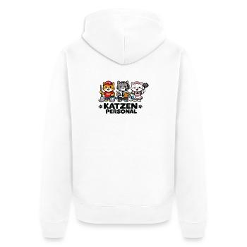 Katzen Personal Trio Büro Maskottchen - Unisex Premium Bio Zip Hoodie - Weiß - Hinten - Thijin (182cm)