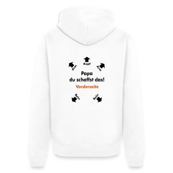Papa, du schaffst das! - Unisex Premium Bio Zip Hoodie - Weiß - Hinten - Thijin (182cm)