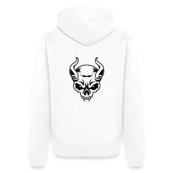 masterfitness_totenkopf - Unisex Premium Bio Zip Hoodie - Weiß - Hinten - Thijin (182cm)