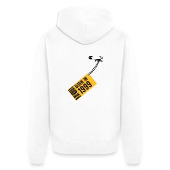 Geburtstag - Born in 1999 - Unisex Premium Bio Zip Hoodie - Weiß - Hinten - Thijin (182cm)