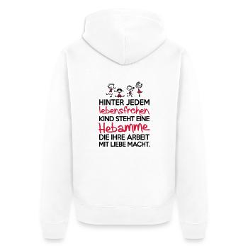 Hebamme mit Liebe - Unisex Premium Bio Zip Hoodie - Weiß - Hinten - Thijin (182cm)