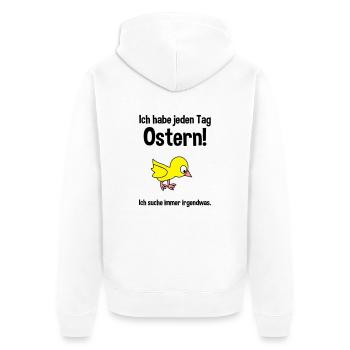 Jeden Tag Ostern - Unisex Premium Bio Zip Hoodie - Weiß - Hinten - Thijin (182cm)