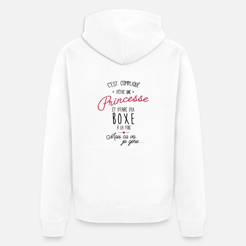 princesse et Boxe - boxeuse - Veste à capuche bio Premium Unisexe - blanc