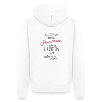 princesse et Claquettes - Veste à capuche bio Premium Unisexe - blanc - Dos - Thijin (182cm)