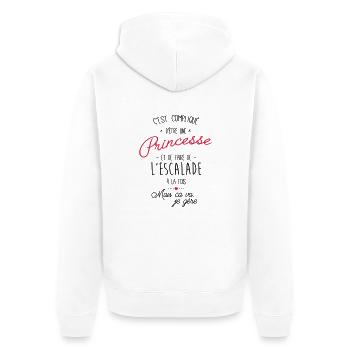 princesse et Escalade - Veste à capuche bio Premium Unisexe - blanc - Dos - Thijin (182cm)