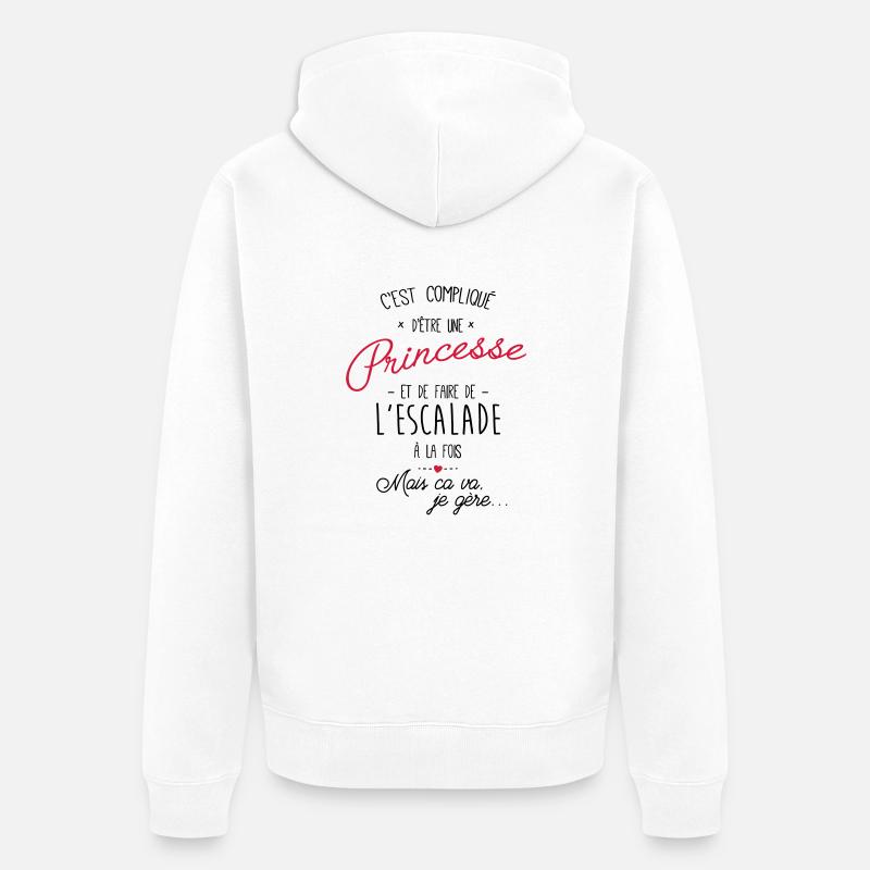 princesse et Escalade - Veste à capuche bio Premium Unisexe - blanc