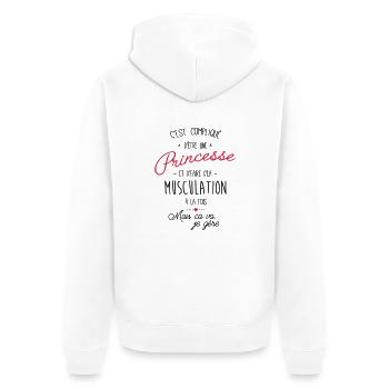 princesse et Musculation - Veste à capuche bio Premium Unisexe - blanc - Dos - Thijin (182cm)