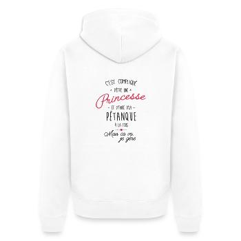 princesse et Pétanque - Veste à capuche bio Premium Unisexe - blanc - Dos - Thijin (182cm)