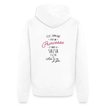 princesse et Salsa - Veste à capuche bio Premium Unisexe - blanc - Dos - Thijin (182cm)