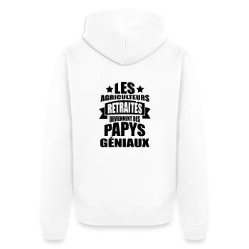 les agriculteur retraités deviennent papys géniaux - Veste à capuche bio Premium Unisexe - blanc - Dos - Thijin (182cm)