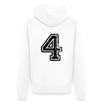 4 - Nummer - Unisex Premium Bio Zip Hoodie - Weiß - Hinten - Thijin (182cm)