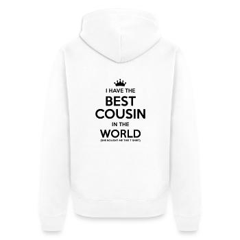 i have the best cousin in the world she - Unisex Premium Bio Zip Hoodie - Weiß - Hinten - Thijin (182cm)