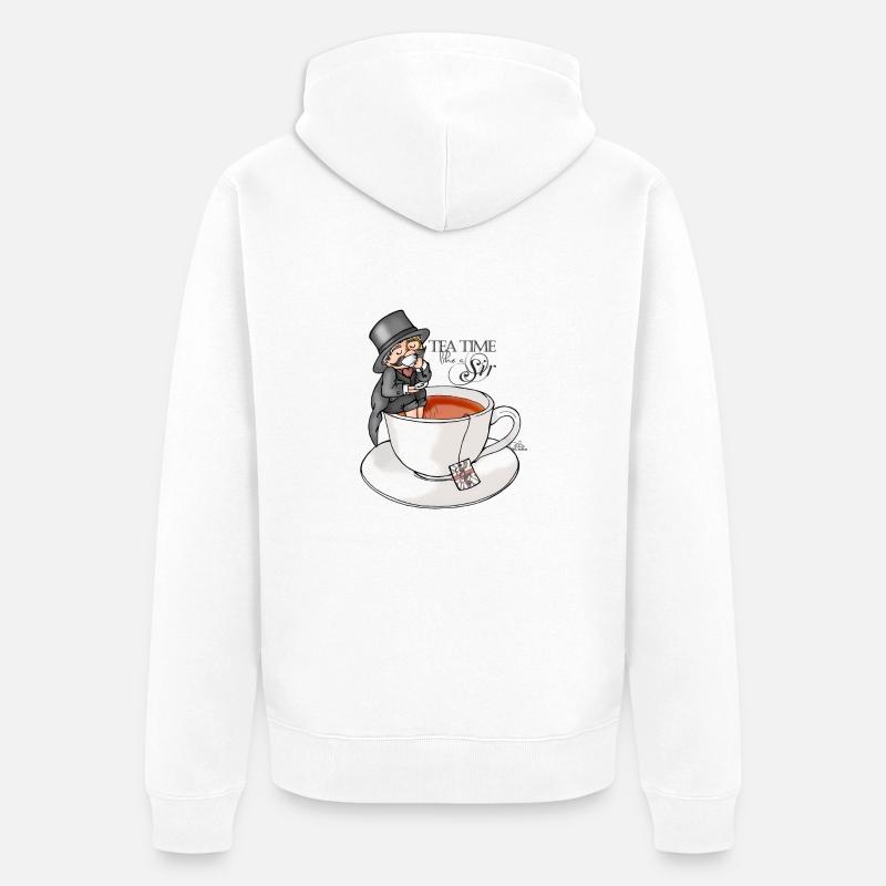 tea time like a Sir with Earl Grey (text) - Veste à capuche bio Premium Unisexe - blanc
