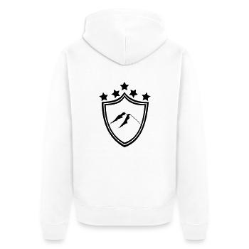 Ski,Ski fahren,Skiing,Apres ski,freeski,freeskiing - Unisex Premium Bio Zip Hoodie - Weiß - Hinten - Thijin (182cm)