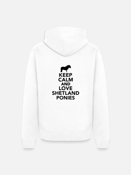 Keep calm and love Shetland Ponies - Premium økologisk unisex-hættejakke - hvid