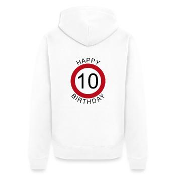 Joyeux anniversaire 10 plaque d’anniversaire - Veste à capuche bio Premium Unisexe - blanc - Dos - Thijin (182cm)