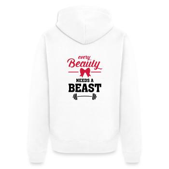 Beauty - Beast (Part 1) - Unisex Premium Bio Zip Hoodie - Weiß - Hinten - Thijin (182cm)