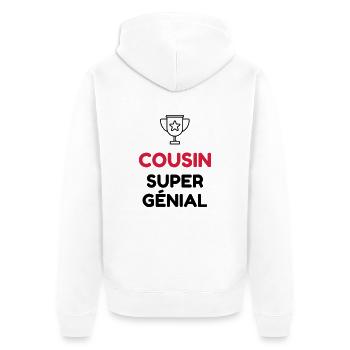 Onkel / Tante / Vetter / Cousin / Kusine - Unisex Premium Bio Zip Hoodie - Weiß - Hinten - Thijin (182cm)