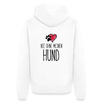 hund nie ohne herz - Unisex Premium Bio Zip Hoodie - Weiß - Hinten - Thijin (182cm)