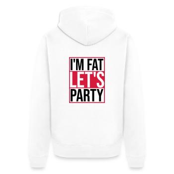 im fat lets party - Unisex Premium Bio Zip Hoodie - Weiß - Hinten - Thijin (182cm)