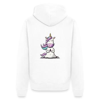 Einhorn Yoga Lustig Yogalehrerin Geschenkidee - Unisex Premium Bio Zip Hoodie - Weiß - Hinten - Thijin (182cm)