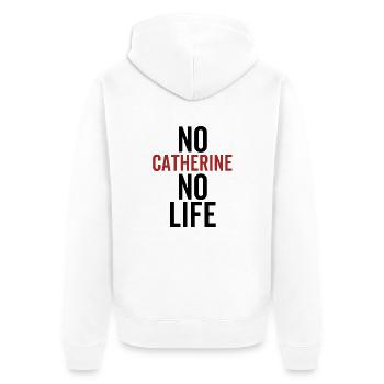 Pas de Catherine Pas de vie - Veste à capuche bio Premium Unisexe - blanc - Dos - Thijin (182cm)
