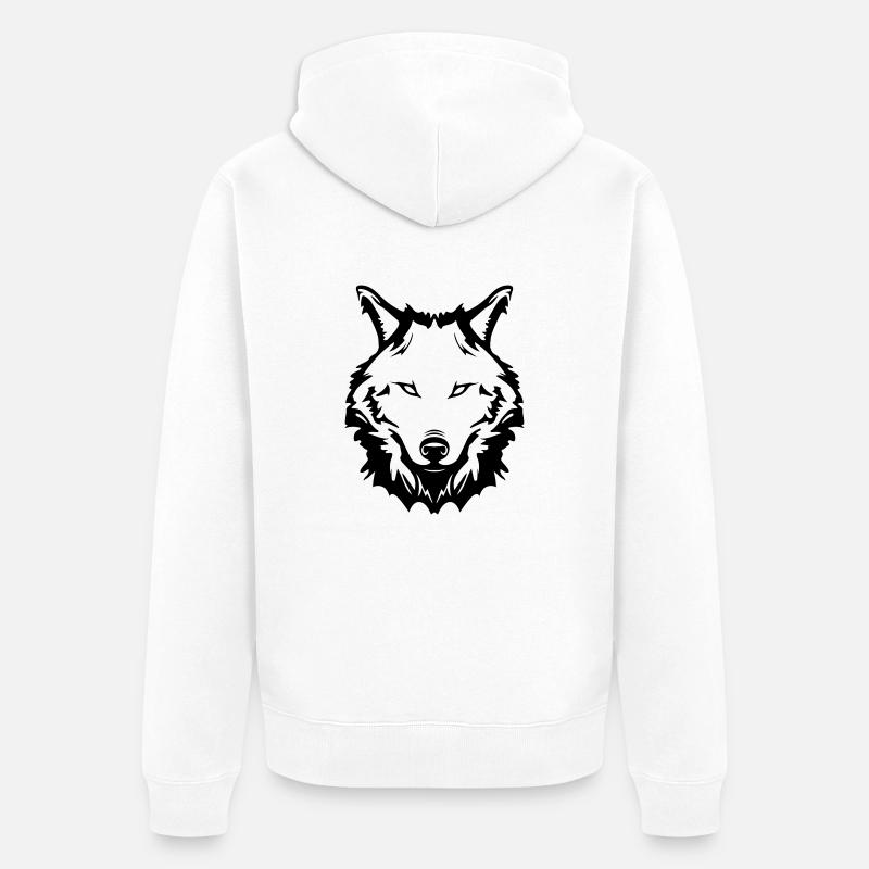 loup - Veste à capuche bio Premium Unisexe - blanc