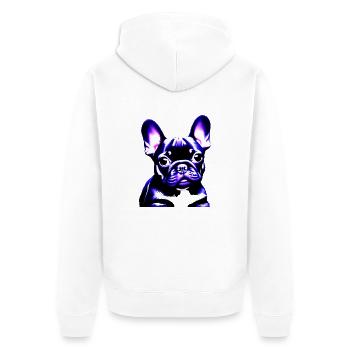 Chiens Chien bouledogue Français Chien Propriétaire - Veste à capuche bio Premium Unisexe - blanc - Dos - Thijin (182cm)
