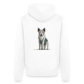 Minimalistic Dog - Unisex Premium Organic Zip Hoodie - white - Back - Thijin (182cm)