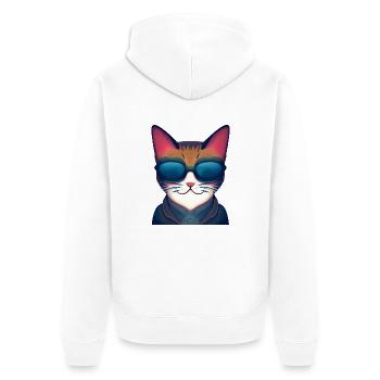 Domestic Cat Cat Pet Kitten Cat Owner - Unisex Premium Organic Zip Hoodie - white - Back - Thijin (182cm)