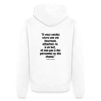 vivre une vie heureuse - Veste à capuche bio Premium Unisexe - blanc - Dos - Thijin (182cm)