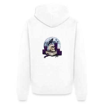 Witch book with skull and raven at full moon - Unisex Premium Organic Zip Hoodie - white - Back - Thijin (182cm)