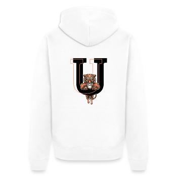 Buchstabe u Tiger - Geschenkidee - Unisex Premium Bio Zip Hoodie - Weiß - Hinten - Thijin (182cm)