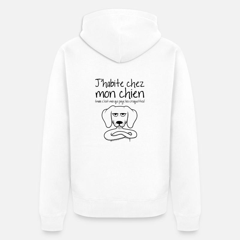 J habite chez mon chien - Veste à capuche bio Premium Unisexe - blanc