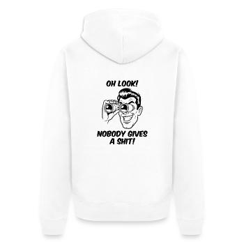 nobody gives a shit - Unisex Premium Organic Zip Hoodie - white - Back - Thijin (182cm)