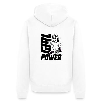 Fussball Einhorn Girl Power - Unisex Premium Bio Zip Hoodie - Weiß - Hinten - Thijin (182cm)