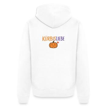 Kürbisliebe Comic Design - Unisex Premium Bio Zip Hoodie - Weiß - Hinten - Thijin (182cm)
