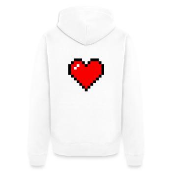 Süßes Pixel Art Herz Heart Love Liebe rot - Unisex Premium Bio Zip Hoodie - Weiß - Hinten - Thijin (182cm)