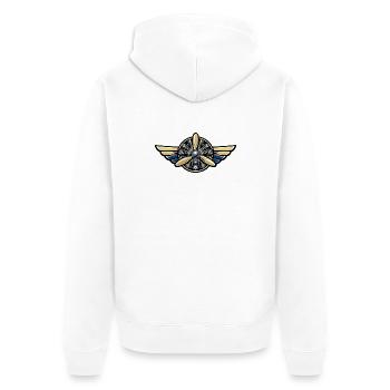 Vintage Fliegerpropeller Emblem - Unisex Premium Bio Zip Hoodie - Weiß - Hinten - Thijin (182cm)