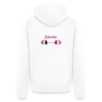 Independent Fitness Shopping - Unisex Premium Bio Zip Hoodie - Weiß - Hinten - Thijin (182cm)
